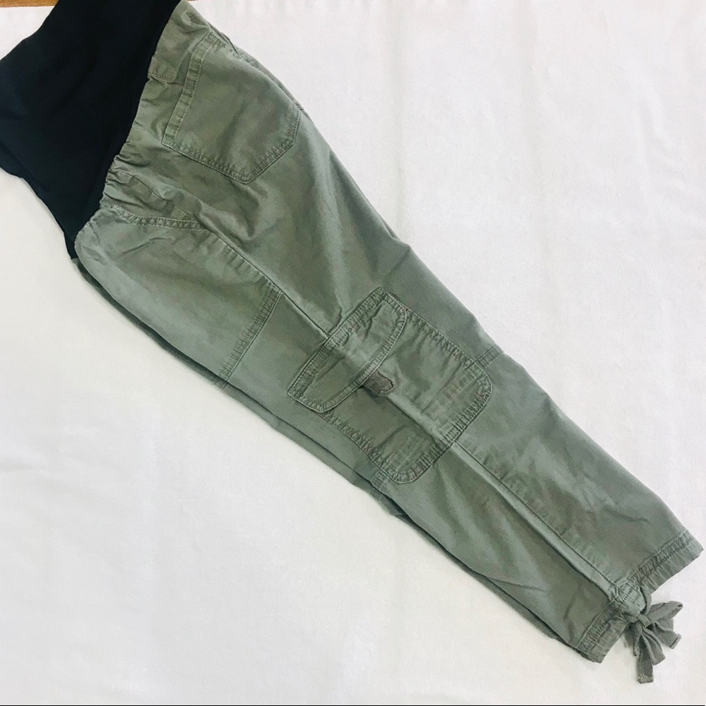 Maternity capris, adjustable cotton bow tie hems